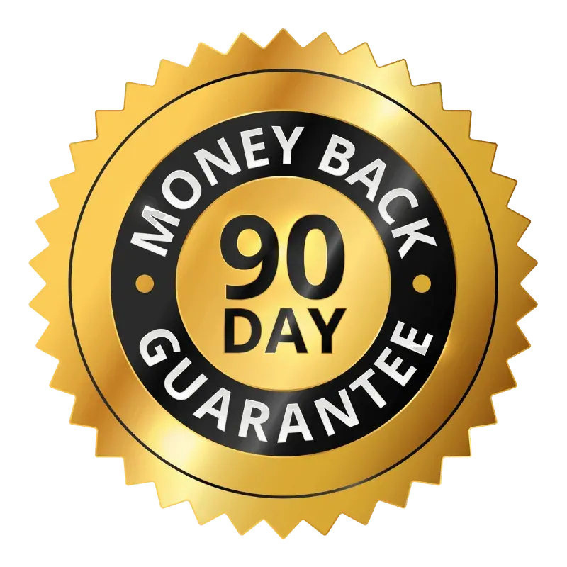 90-day money-back guarantee seal